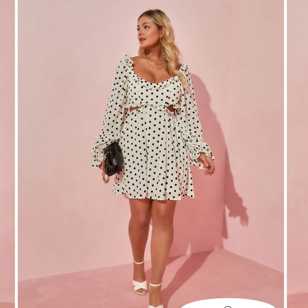 Polka dot cut out mini dress Large